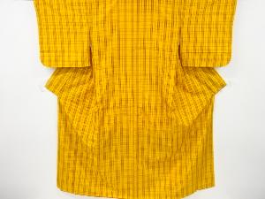 未使用品　格子織り出し米沢紬着物